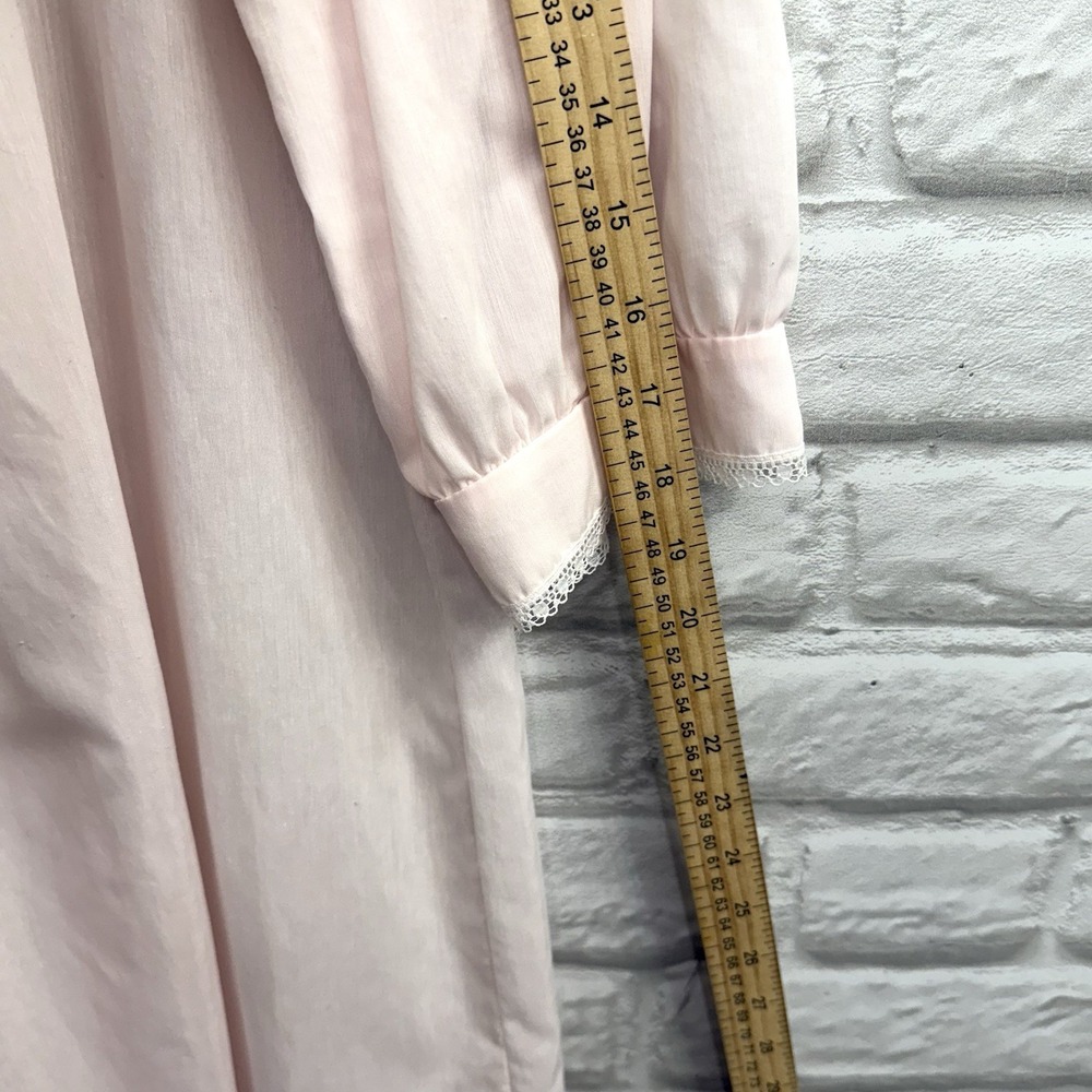 Vtg Barbizon Pink Lace Embroidered Long Sleeve Night Gown Babydoll‎ Sheer Sz M/L - Picture 14 of 16